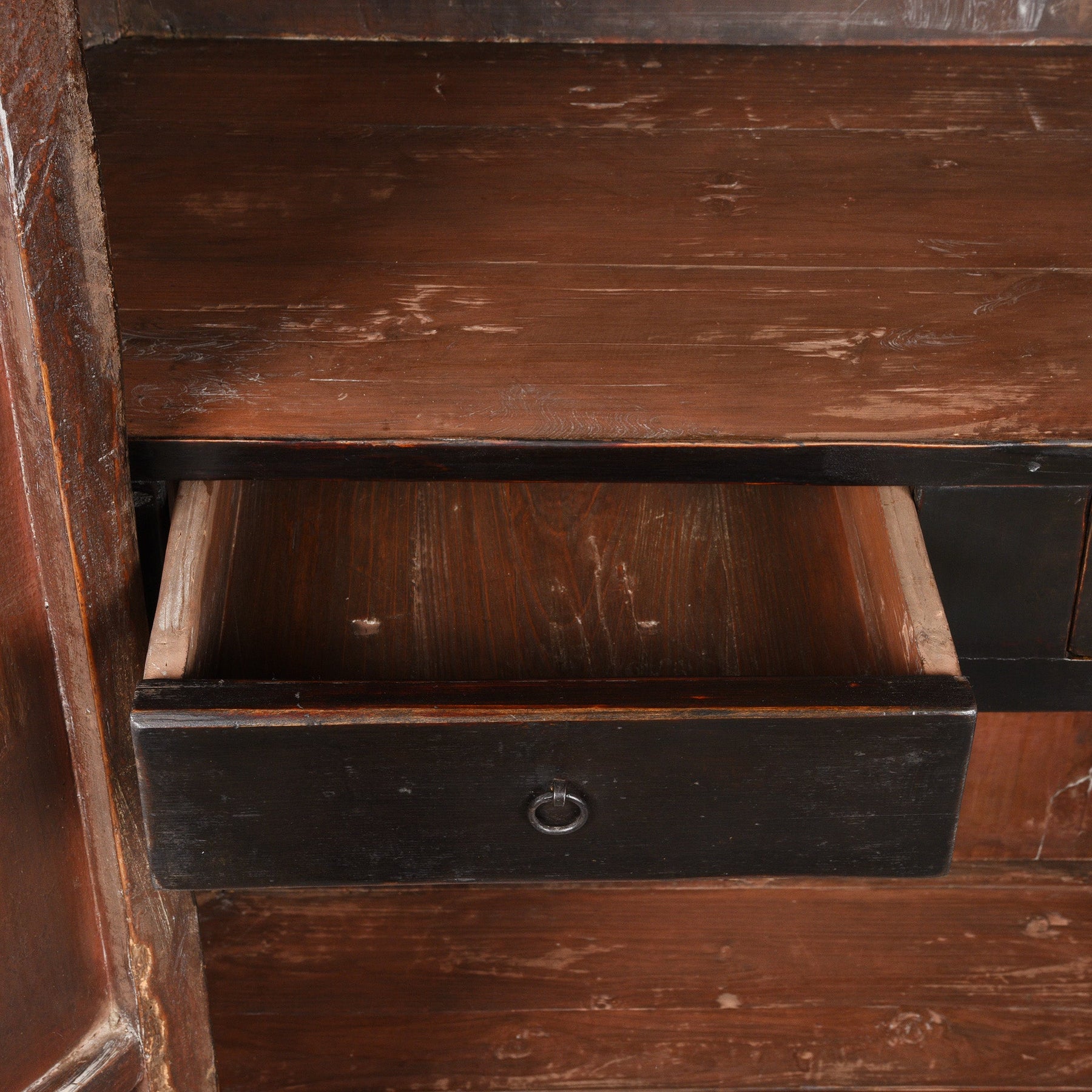 Chinese Black Lacquer Cabinet From Shanxi - 19thC