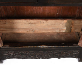 Chinese Black Lacquer Cabinet From Shanxi - 19thC