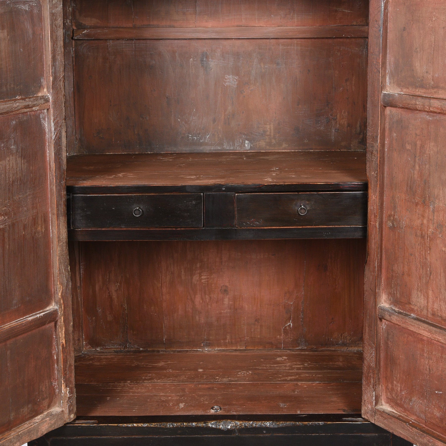 Chinese Black Lacquer Cabinet From Shanxi - 19thC