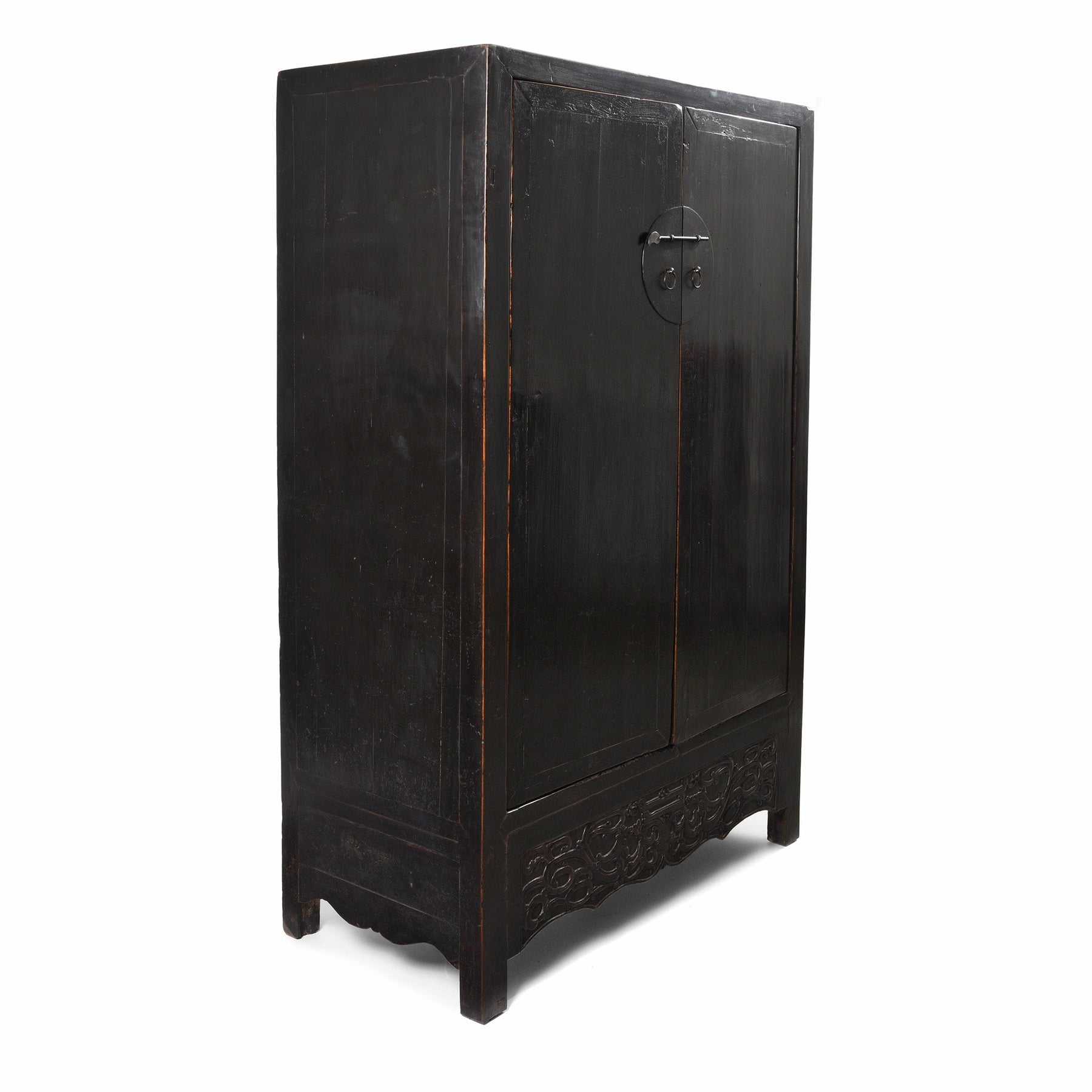 Chinese Black Lacquer Cabinet From Shanxi - 19thC