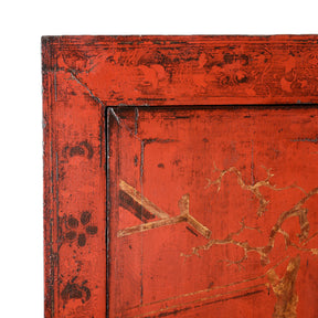 Chinese Red Lacquer Wedding Cabinet - 19th Century