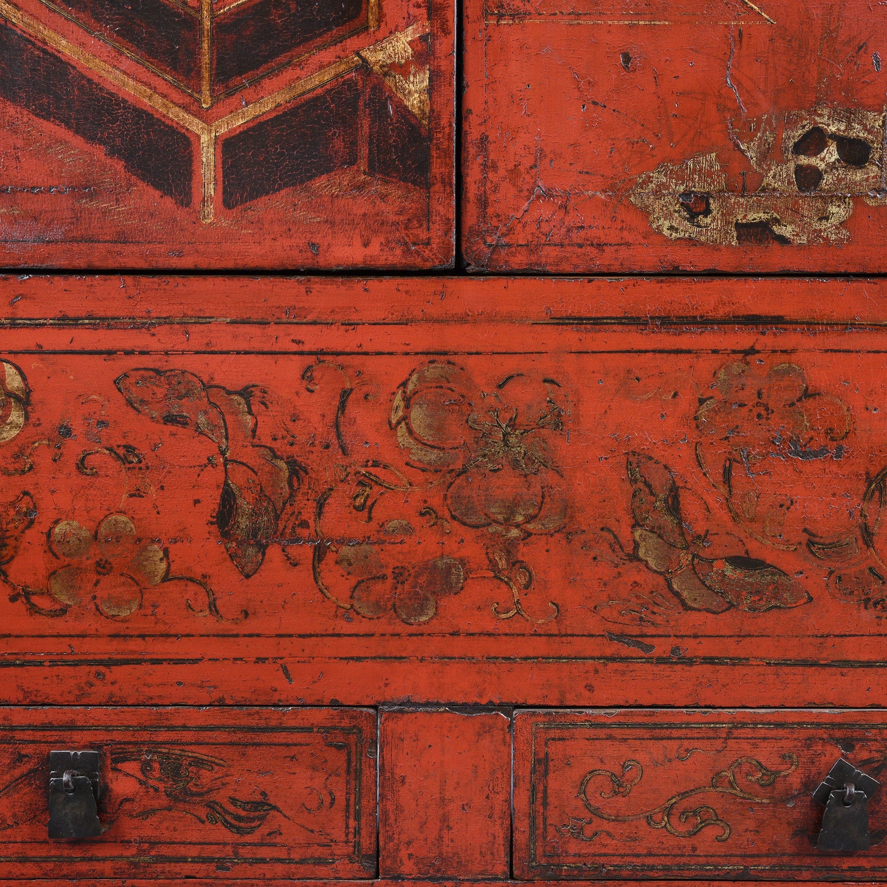 Chinese Red Lacquer Wedding Cabinet - 19th Century