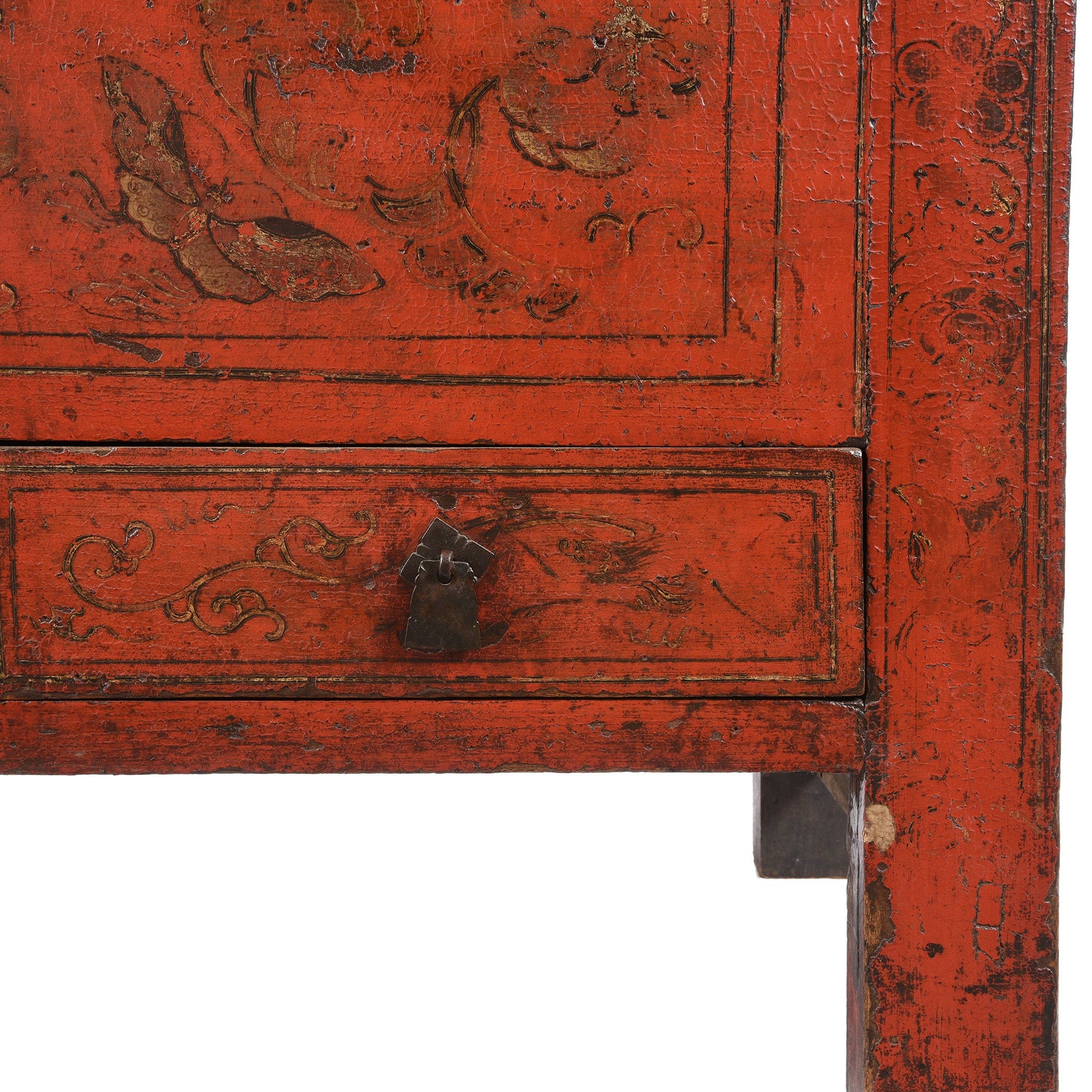 Chinese Red Lacquer Wedding Cabinet - 19th Century