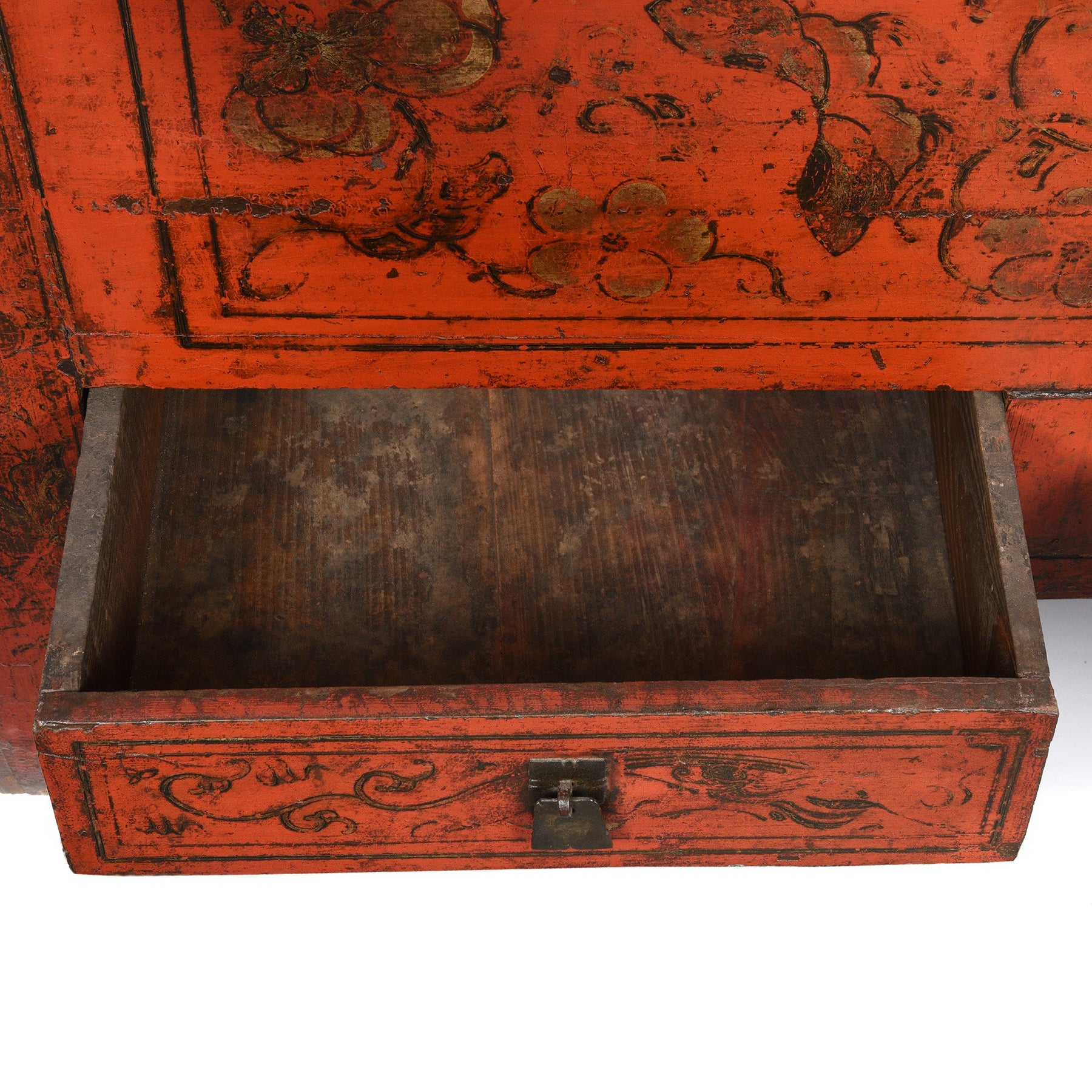 Chinese Red Lacquer Wedding Cabinet - 19th Century