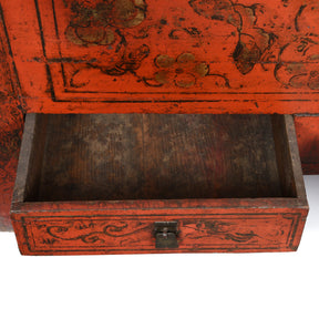 Chinese Red Lacquer Wedding Cabinet - 19th Century