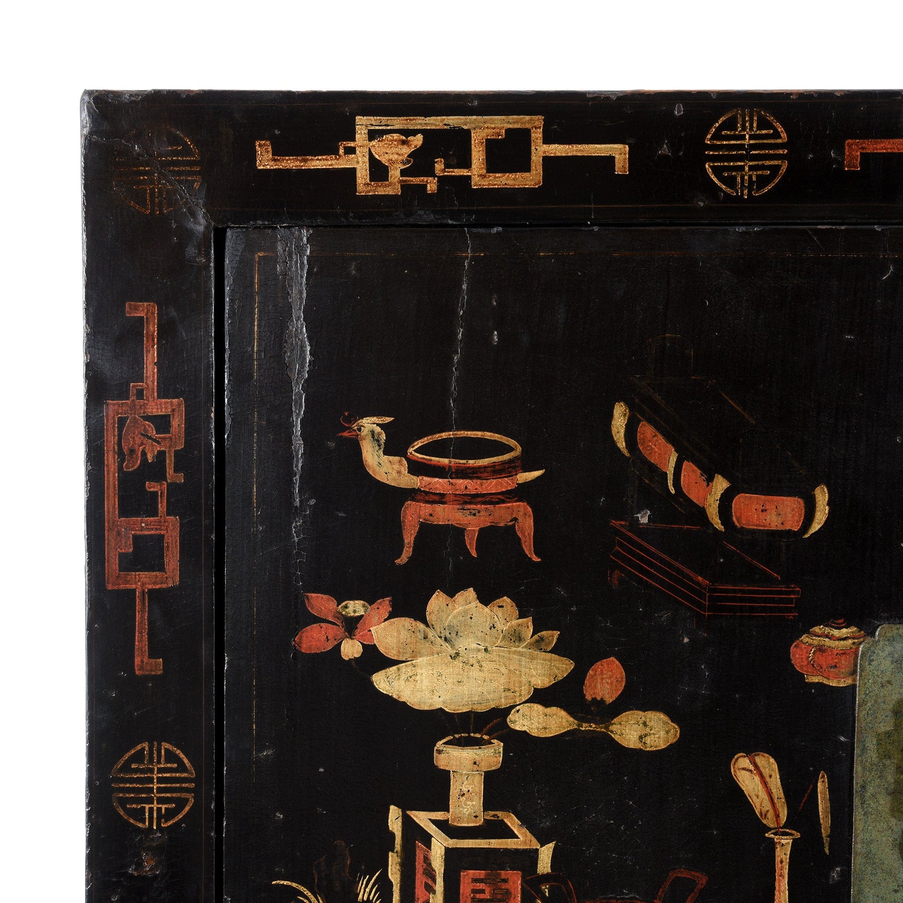 Chinese Black Lacquer Wedding Cabinet -  Early 19thC