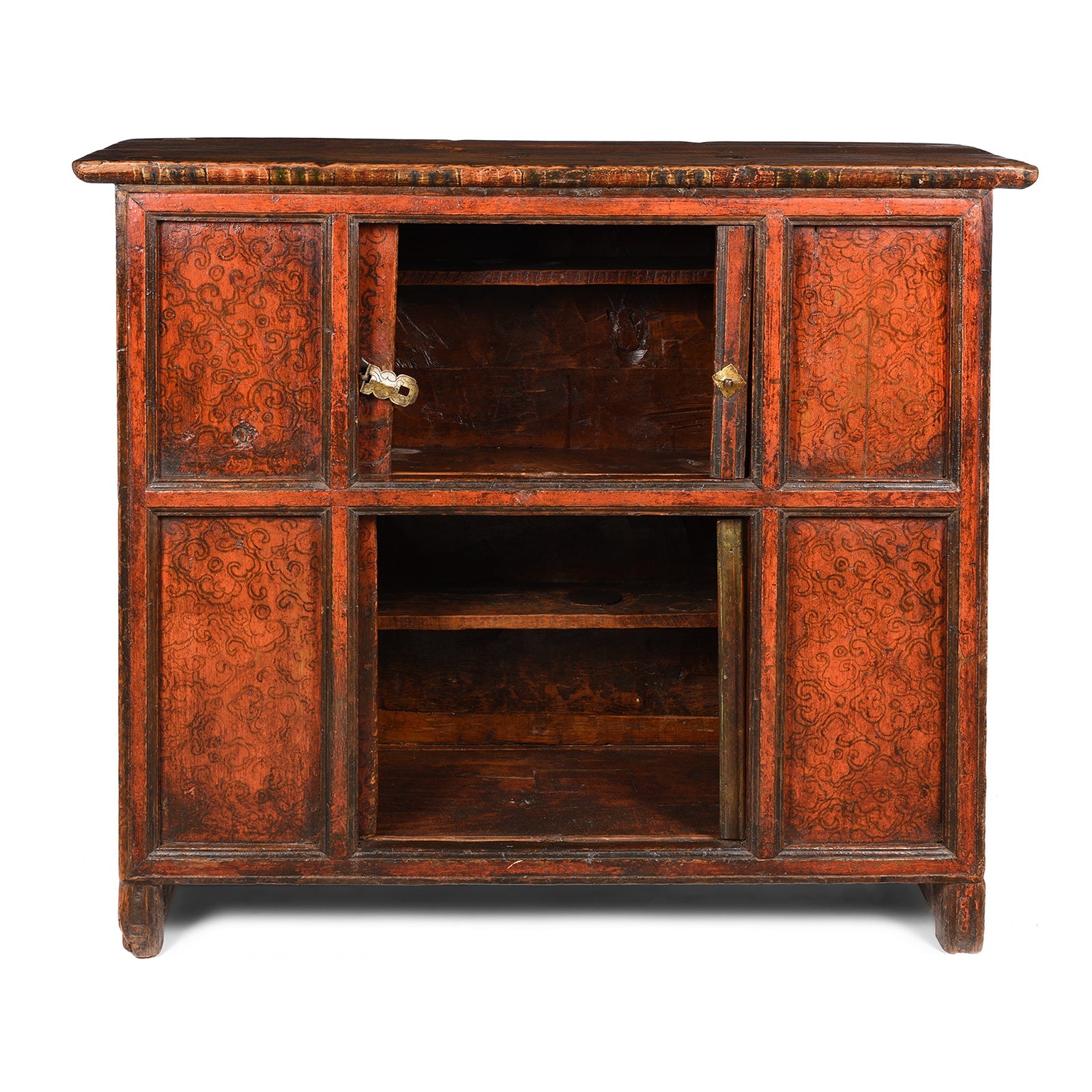 Tibetan Altar Cabinet With Original Painting - 19thC