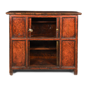 Tibetan Altar Cabinet With Original Painting - 19thC