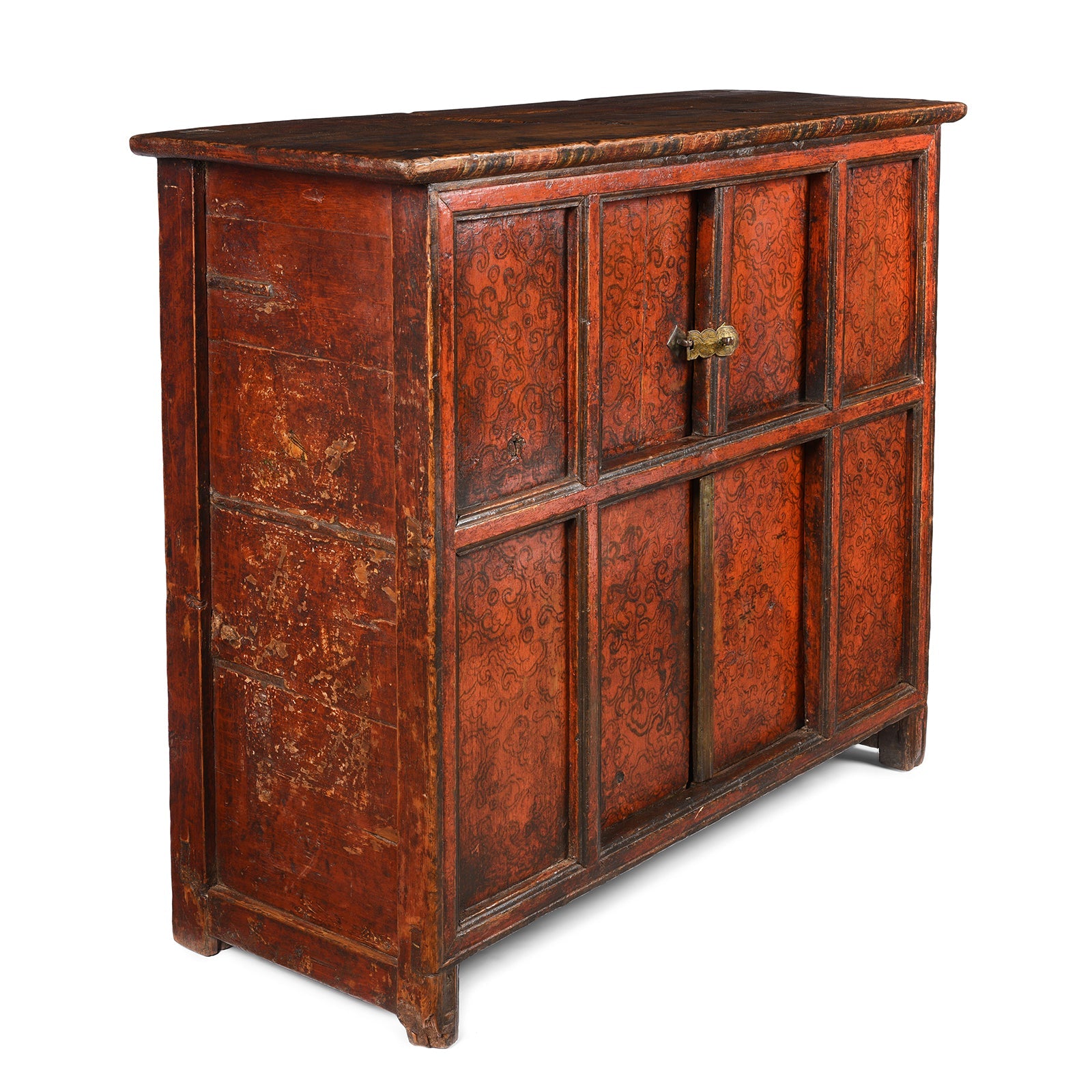 Tibetan Altar Cabinet With Original Painting - 19thC