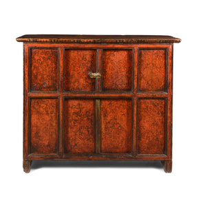 Tibetan Altar Cabinet With Original Painting - 19thC