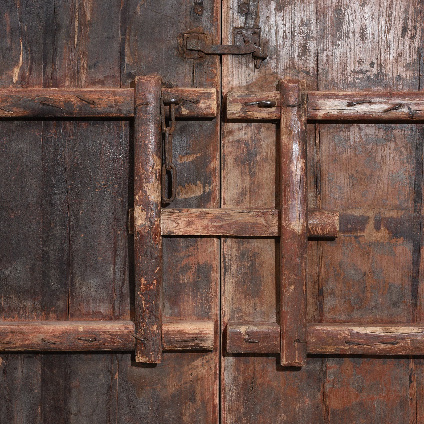 Iron Bound Elm Doors From Shanxi Province - 19thC