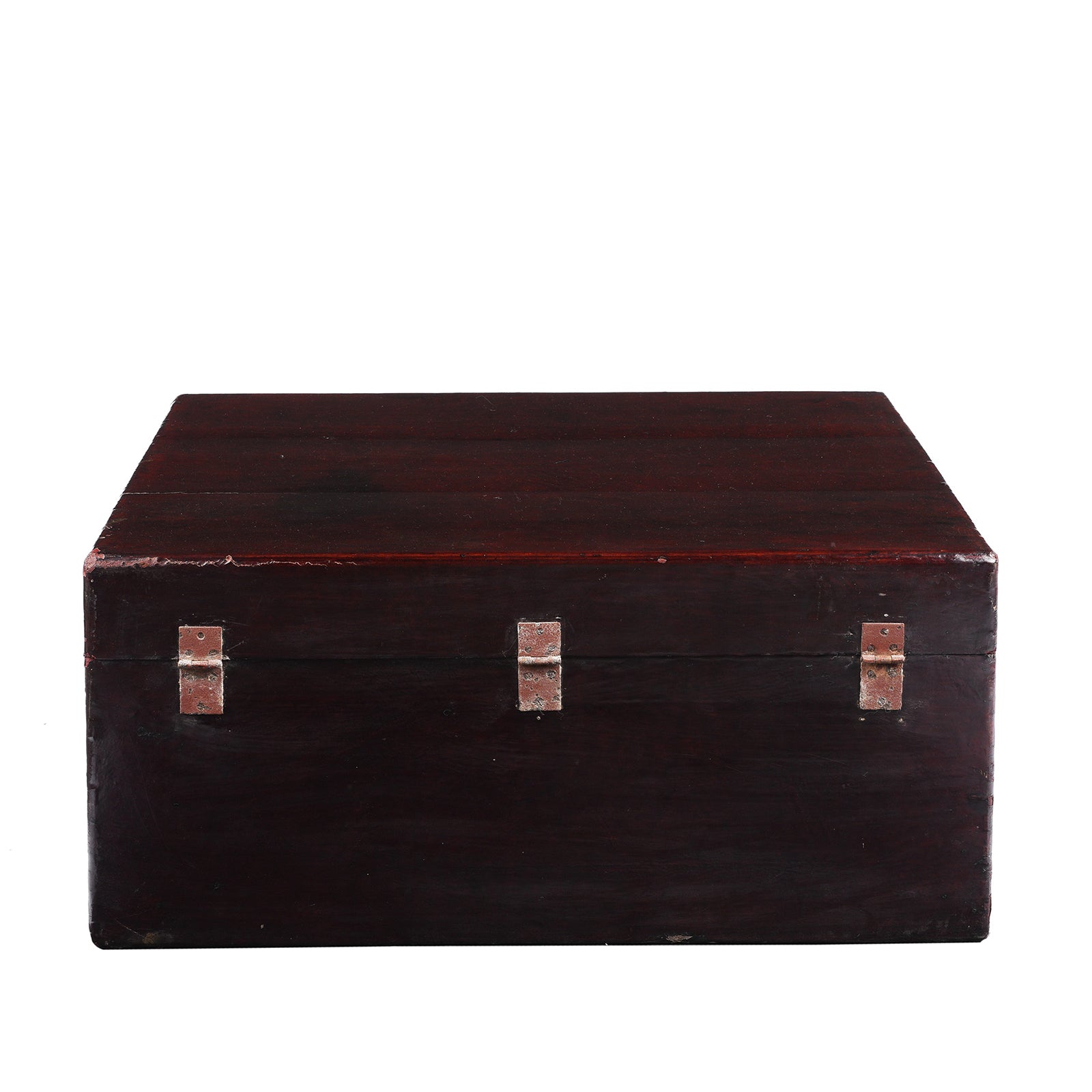 Aubergine Leather Trunk From Shanghai - Early 19thC