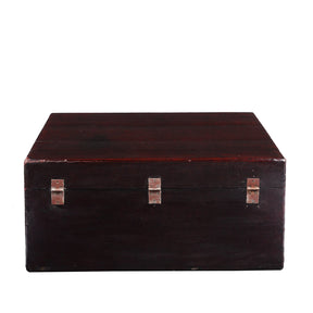 Aubergine Leather Trunk From Shanghai - Early 19thC