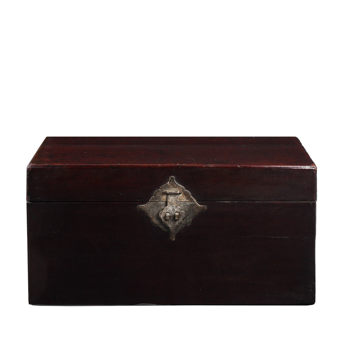 Aubergine Leather Trunk From Shanghai - Early 19thC