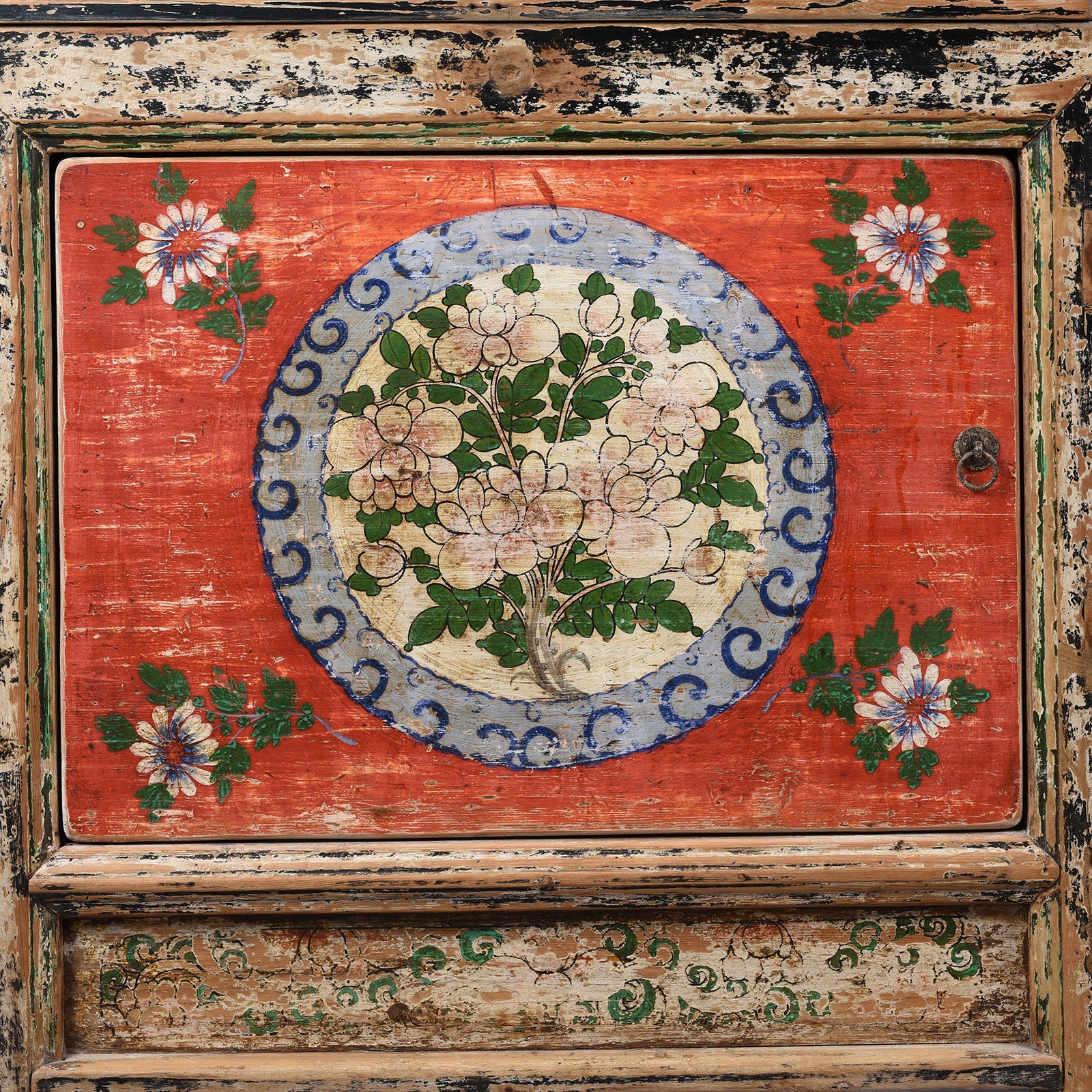 2 Door Painted Mongolian Sideboard - Ca 1920