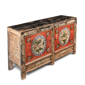 2 Door Painted Mongolian Sideboard - Ca 1920