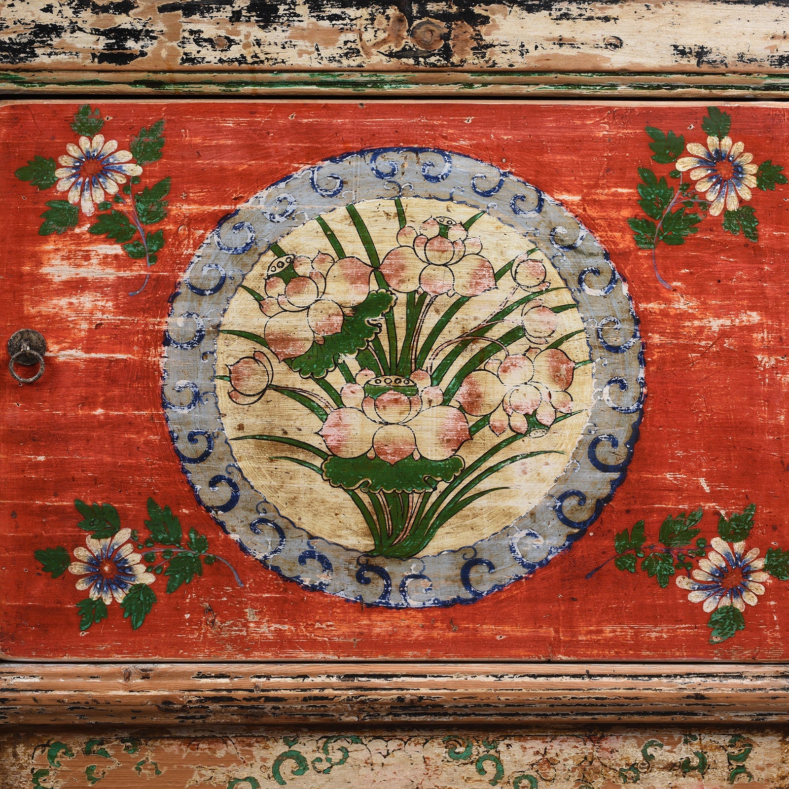 2 Door Painted Mongolian Sideboard - Ca 1920