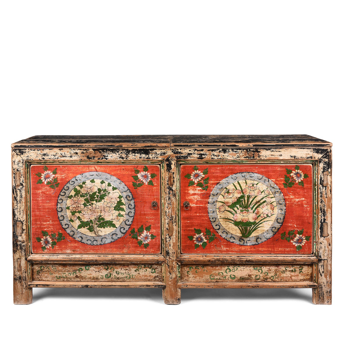 2 Door Painted Mongolian Sideboard - Ca 1920
