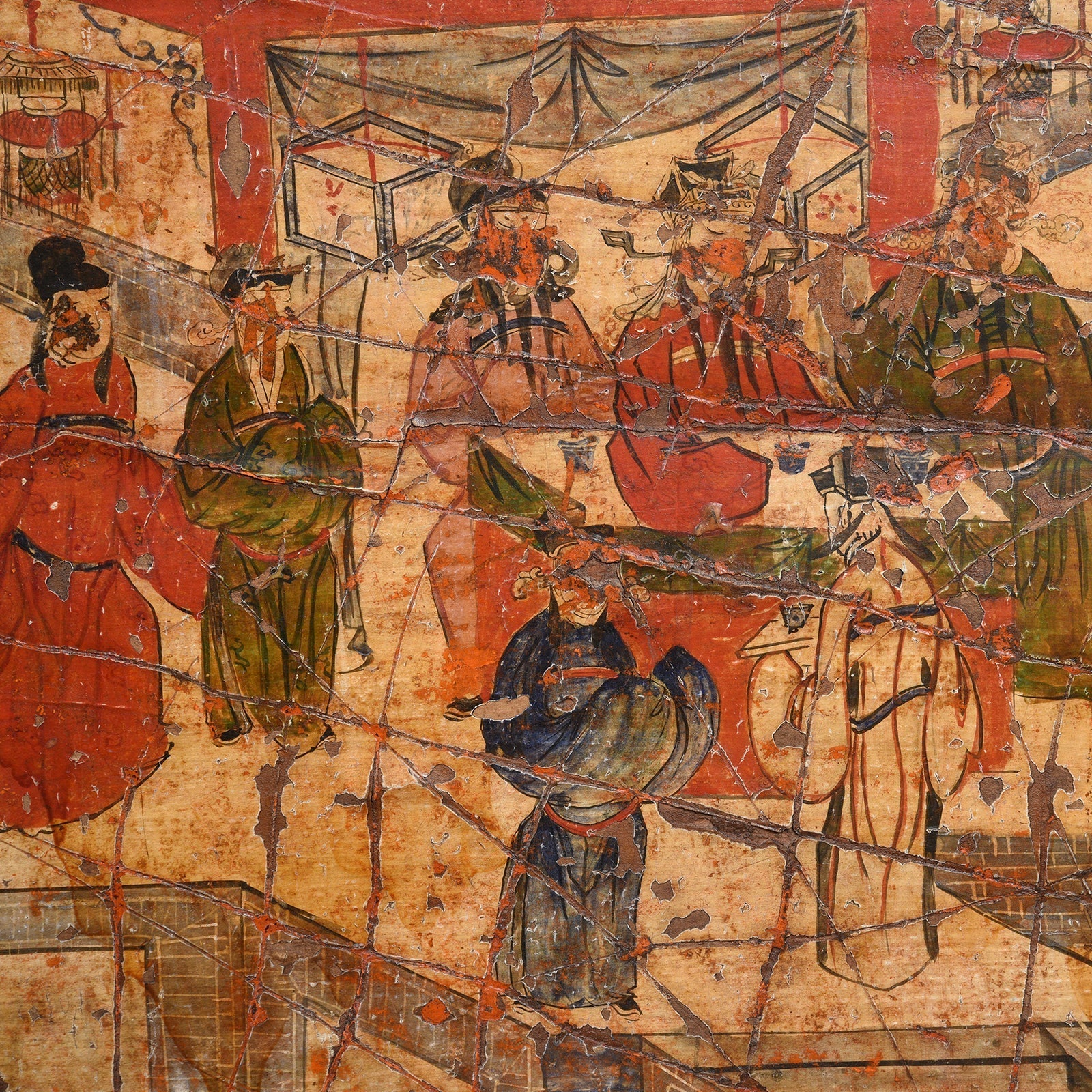 3 Door Painted Mongolian Sideboard - 19th Century