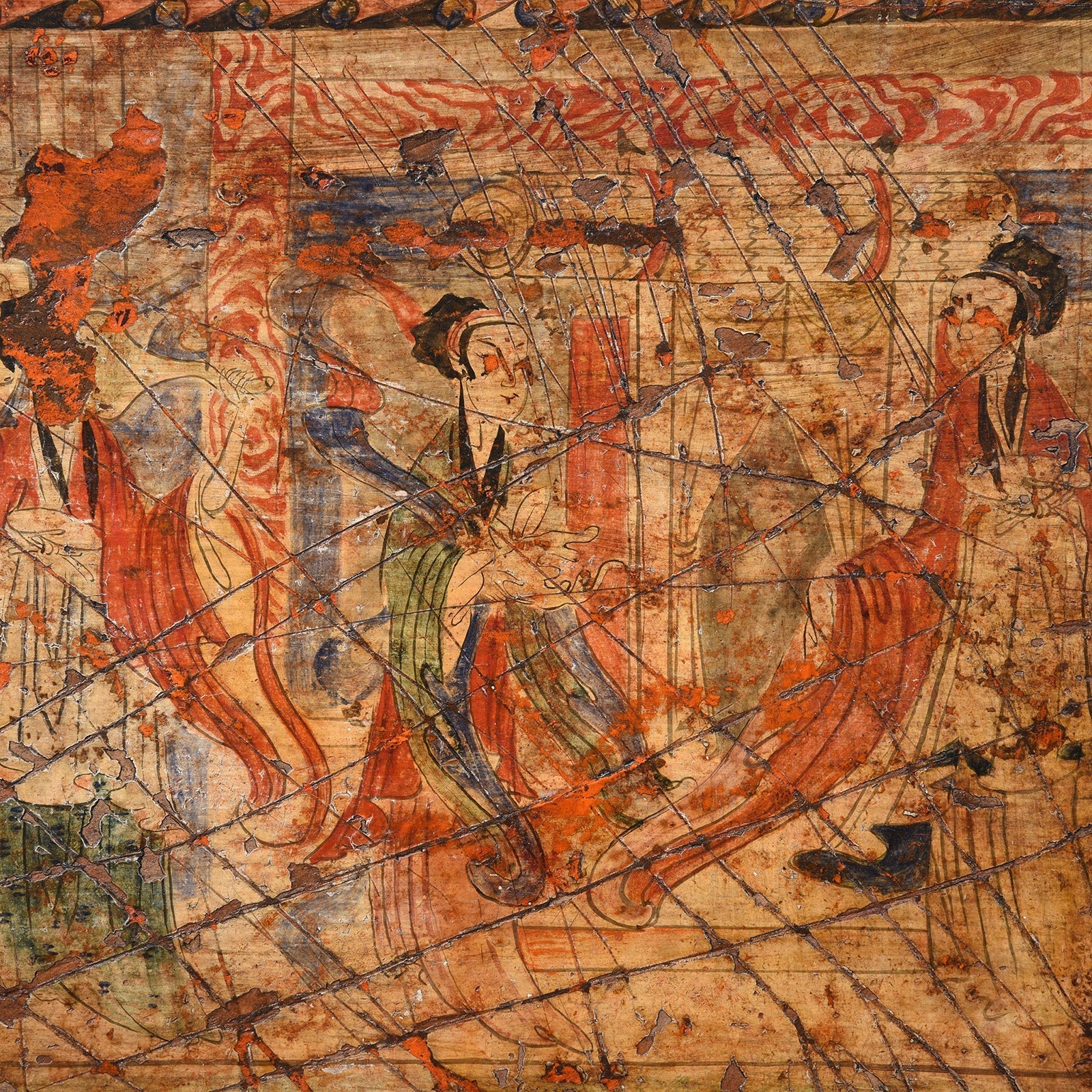 3 Door Painted Mongolian Sideboard - 19th Century