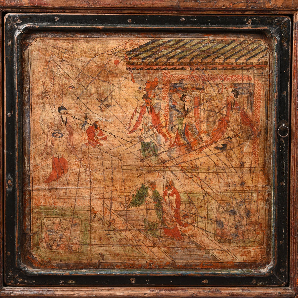 3 Door Painted Mongolian Sideboard - 19th Century