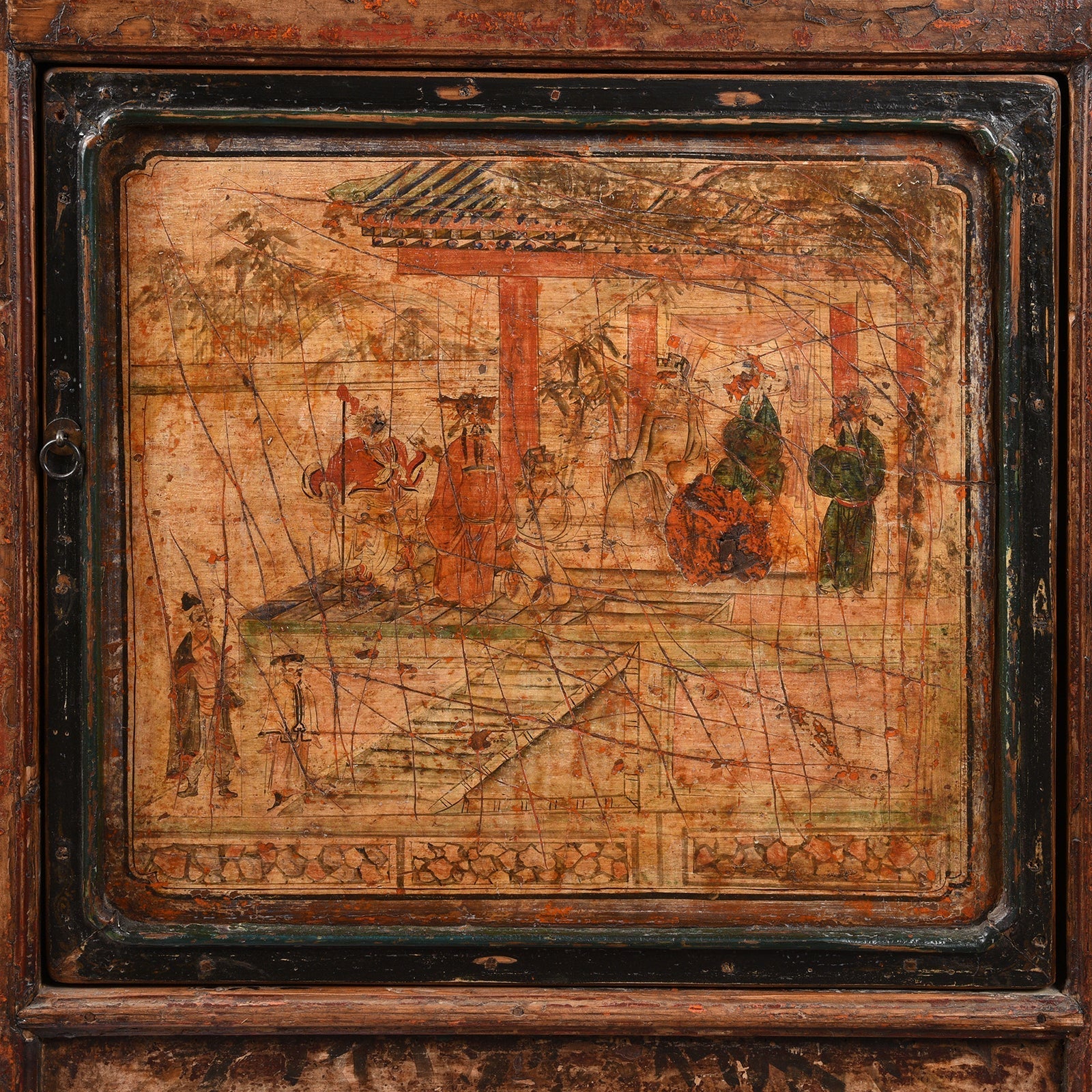 3 Door Painted Mongolian Sideboard - 19th Century