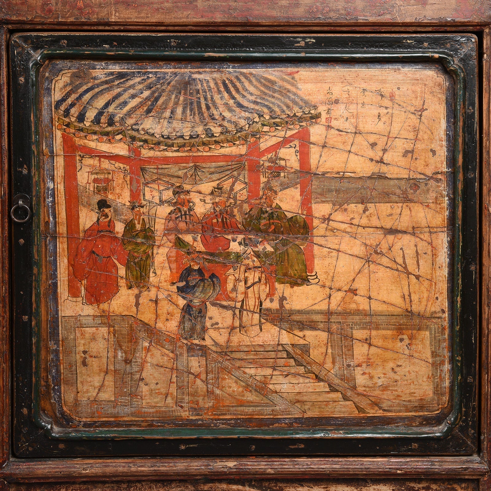 3 Door Painted Mongolian Sideboard - 19th Century