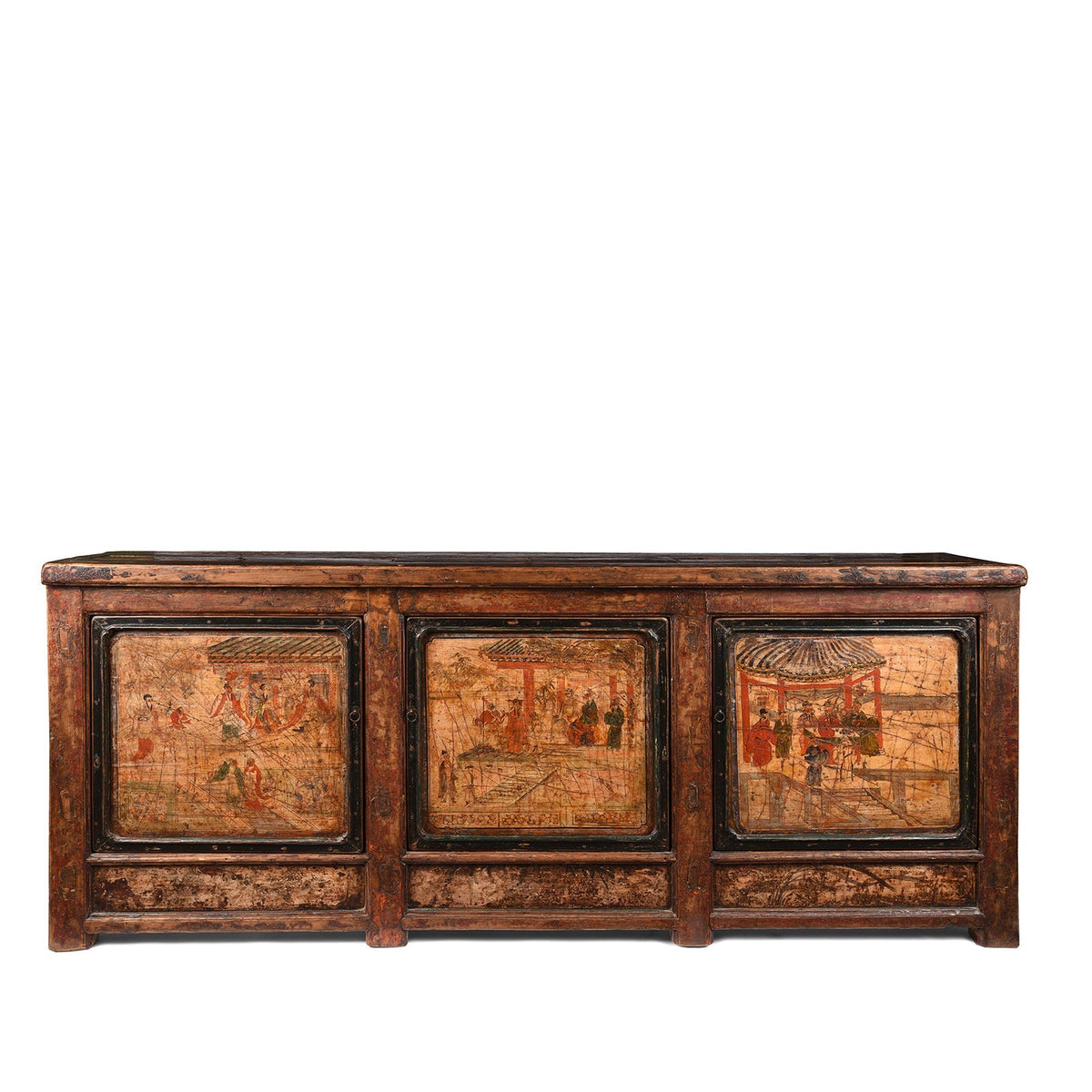 3 Door Painted Mongolian Sideboard - 19th Century