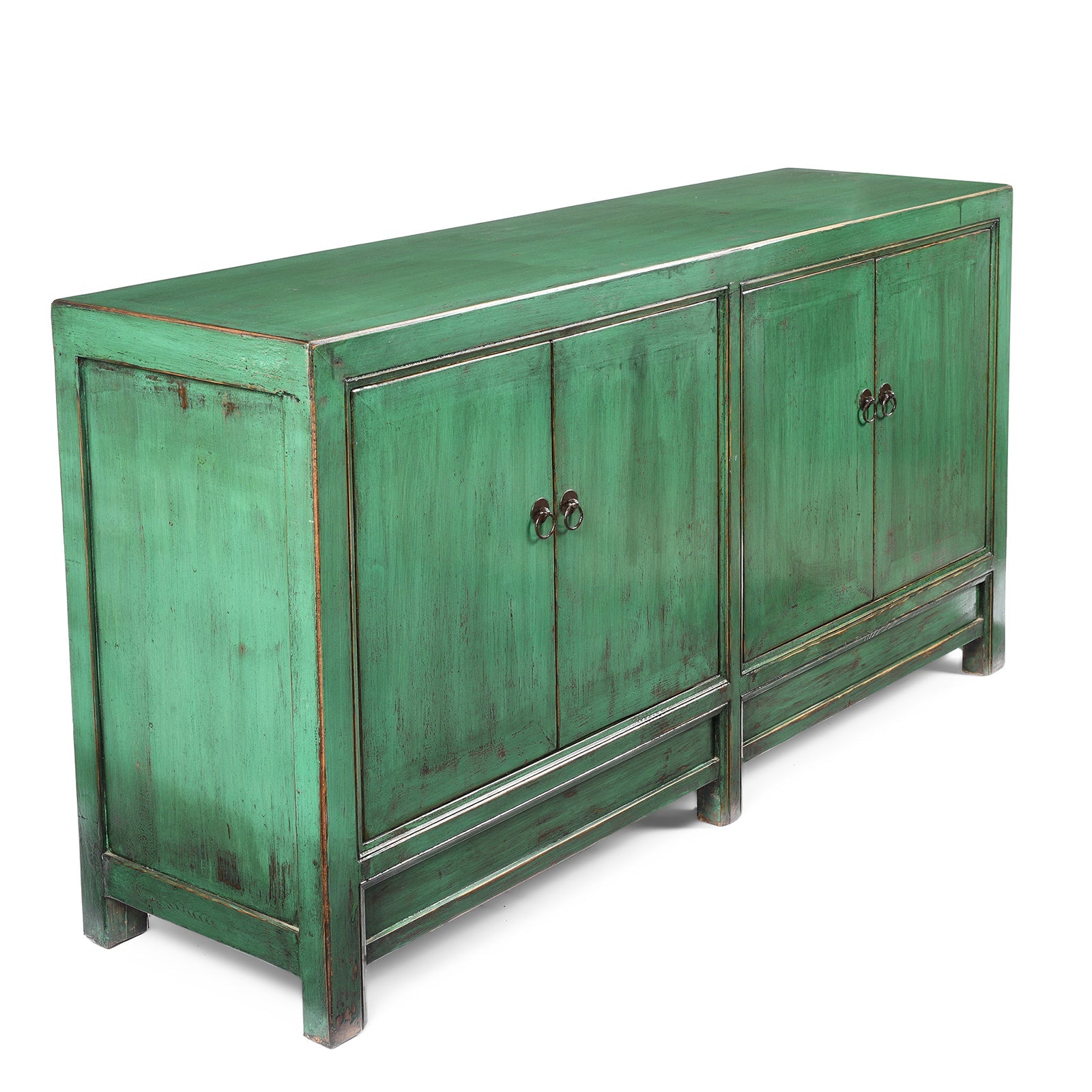Green Lacquer 4 Door Mongolian Sideboard