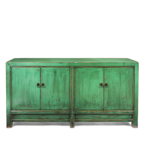 Green Lacquer 4 Door Mongolian Sideboard