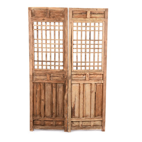 Chinese Pine Door Screen Panels - 19thC