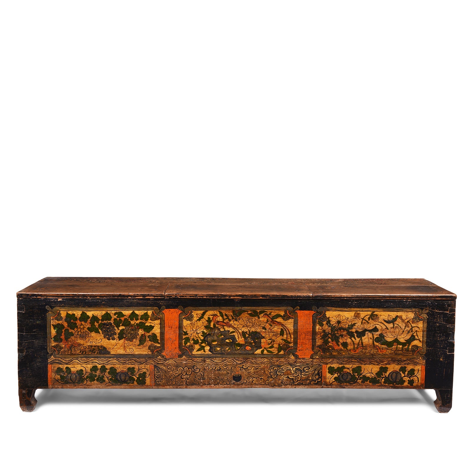 Painted Blanket Chest From Mongolia - 19thC