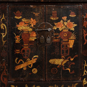 Chinese Black Lacquer Elm Sideboard - 19thC
