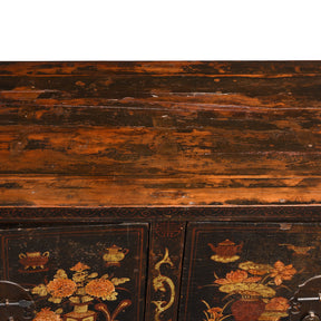 Chinese Black Lacquer Elm Sideboard - 19thC