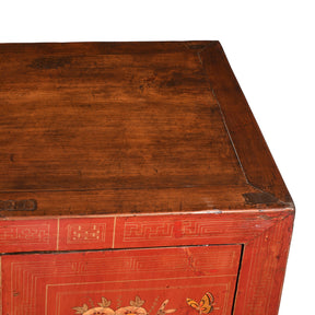 Red Lacquer Chinese Sideboard From Dongbei - Ca 1920