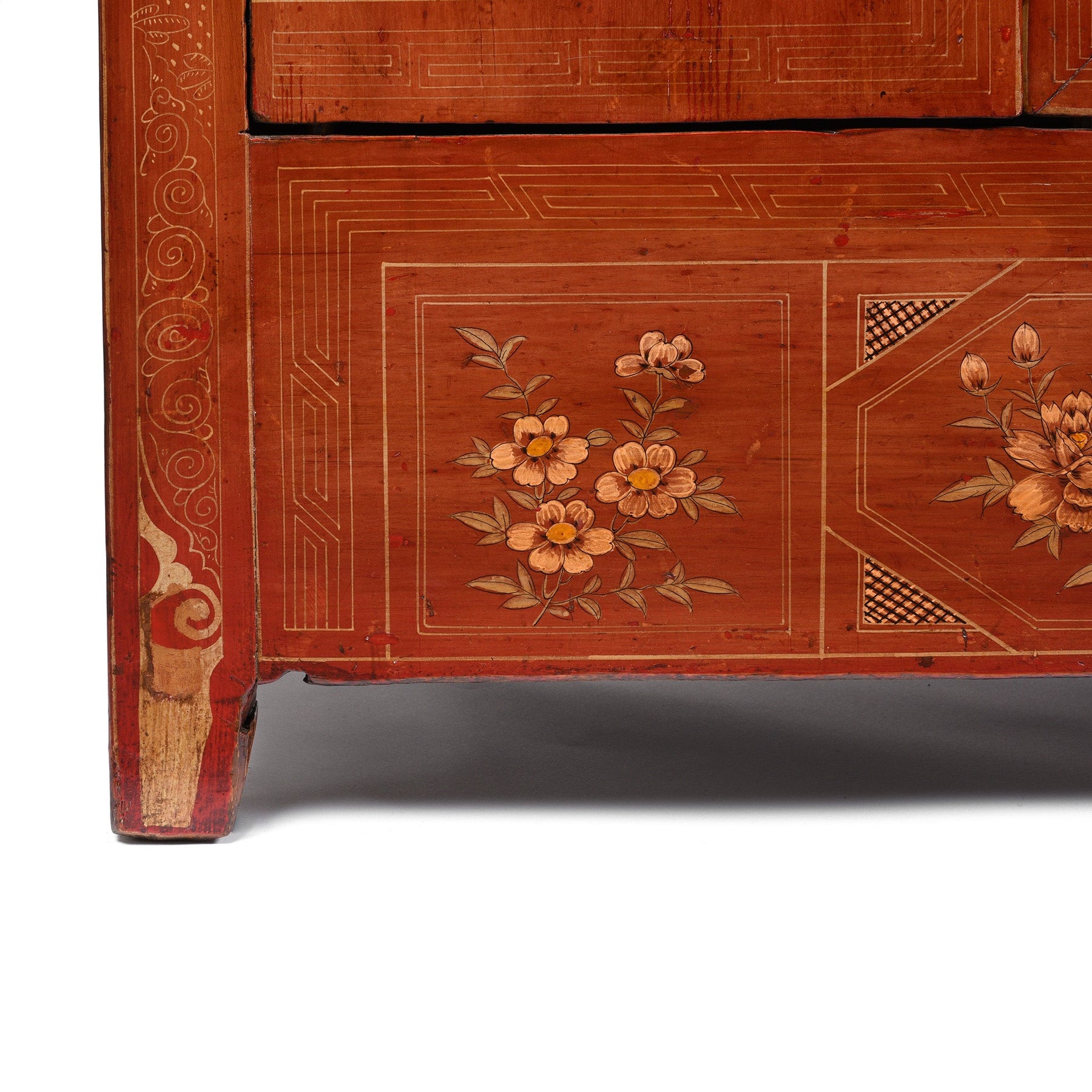 Red Lacquer Chinese Sideboard From Dongbei - Ca 1920