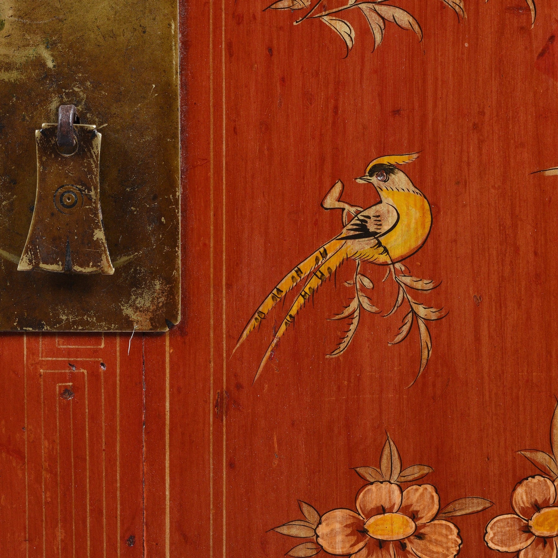 Red Lacquer Chinese Sideboard From Dongbei - Ca 1920