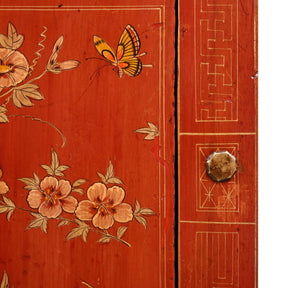 Red Lacquer Chinese Sideboard From Dongbei - Ca 1920
