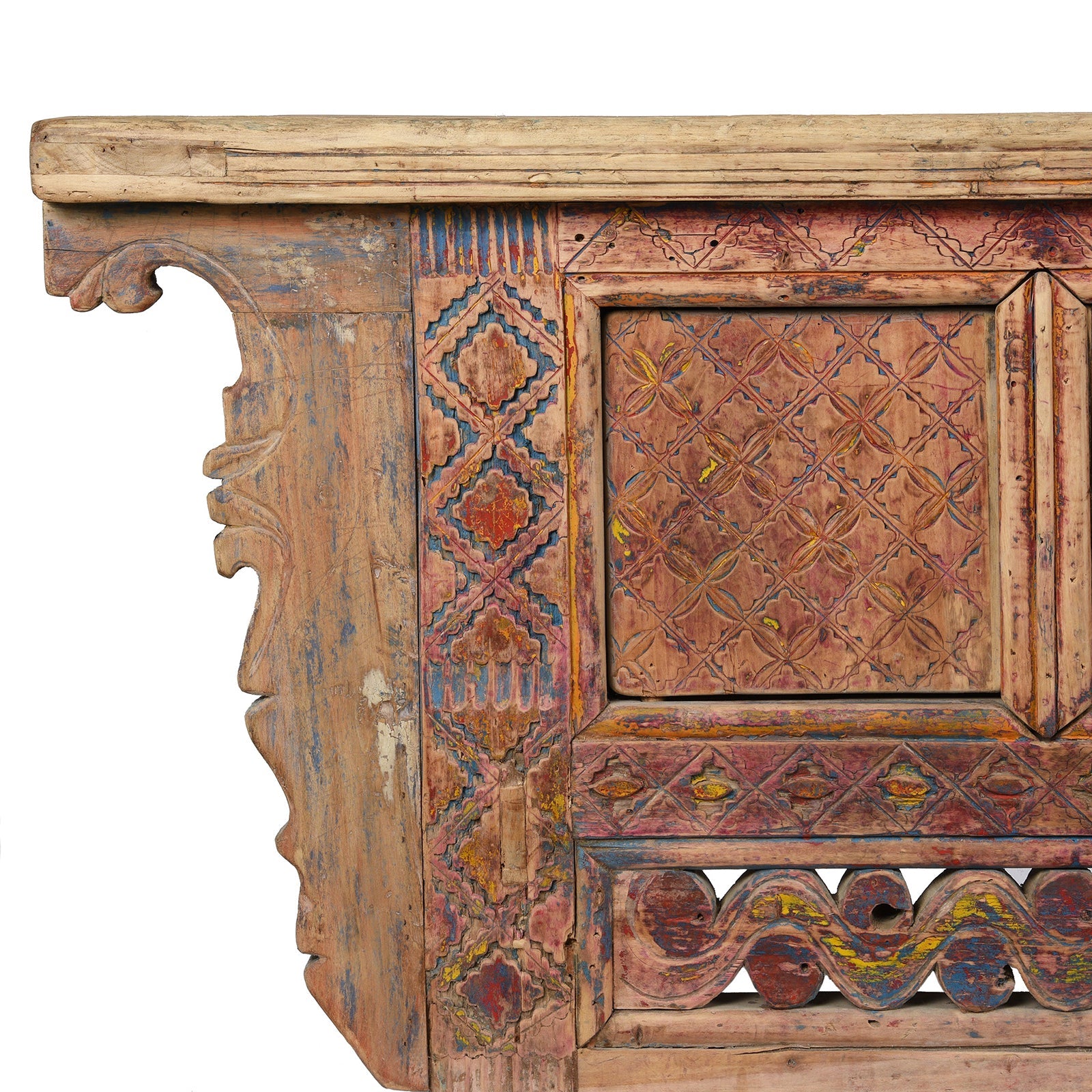 Carved Low Sideboard from Xinjiang - 19th Century