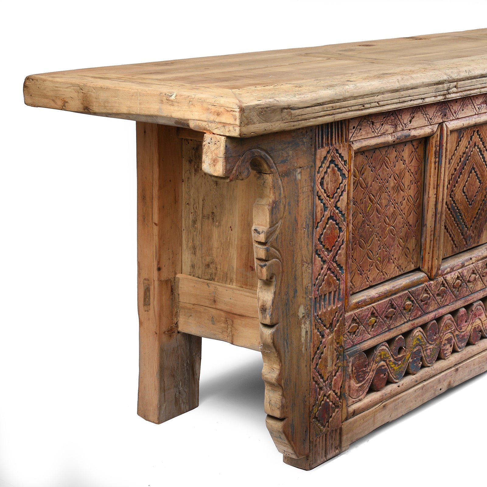 Carved Low Sideboard from Xinjiang - 19th Century