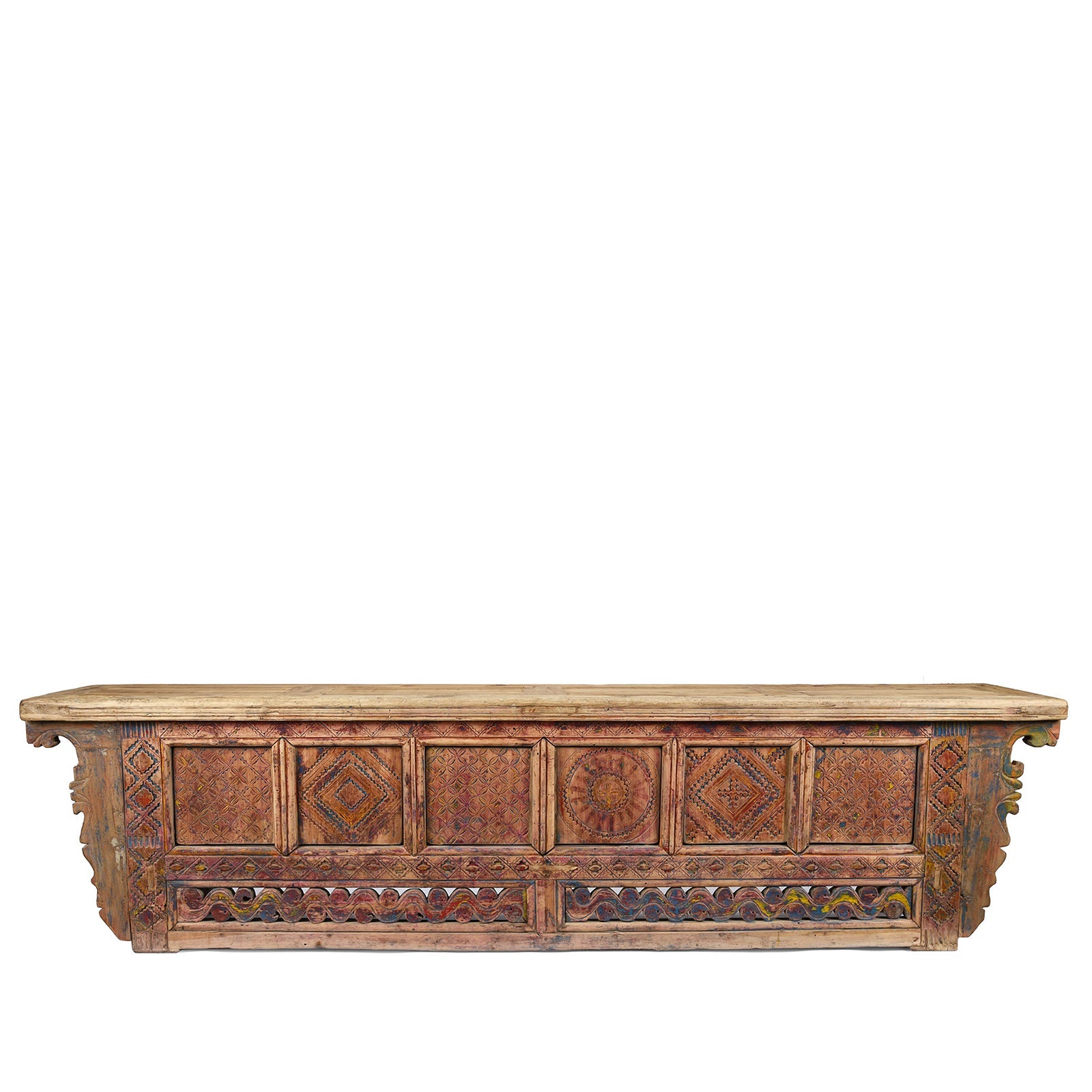 Carved Low Sideboard from Xinjiang - 19th Century