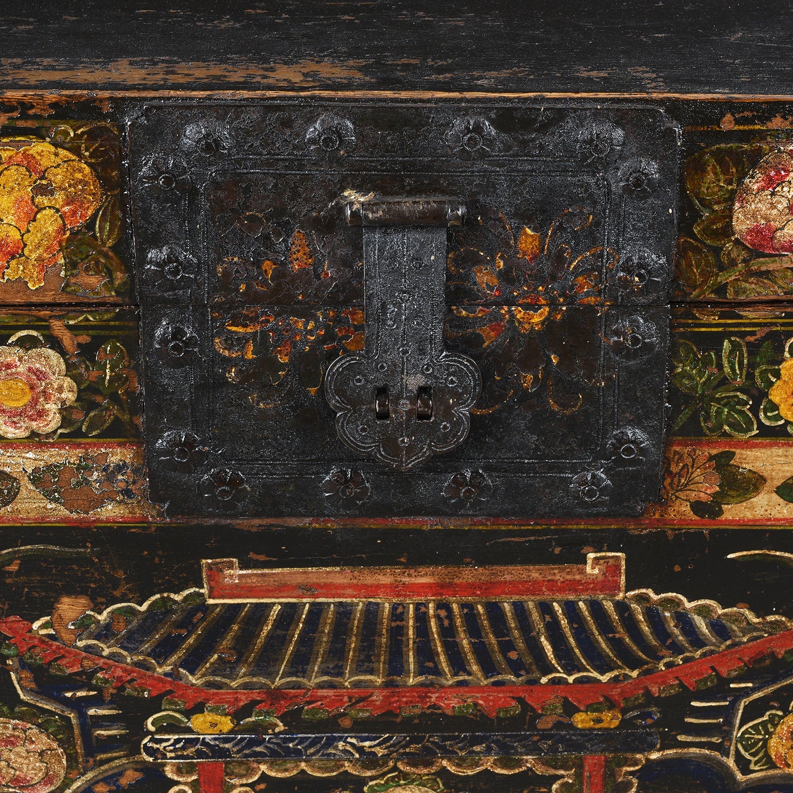 Painted Opera Chest From Shanxi - 19th Century