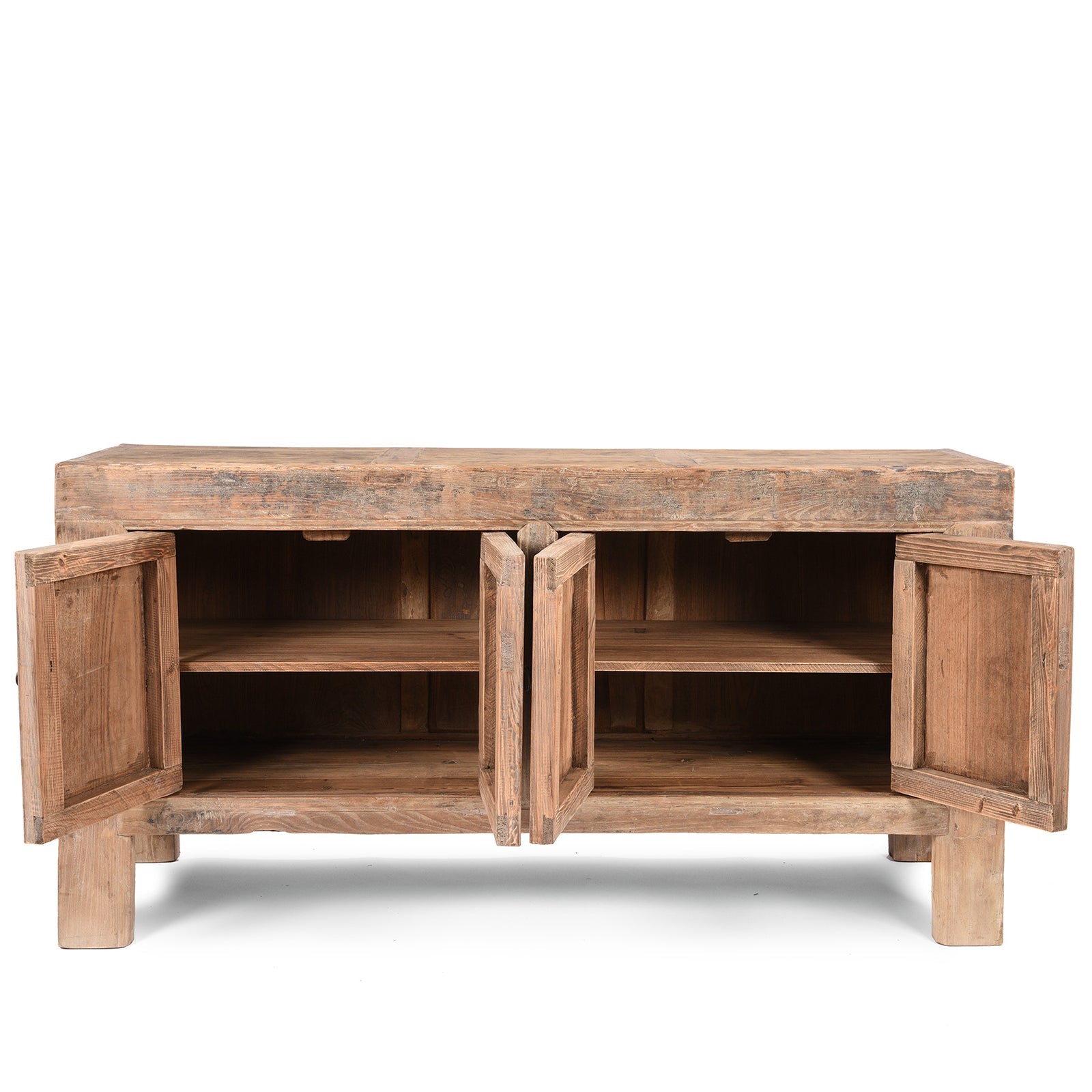 4 Door Rustic Elm Sideboard From Shanxi - 19thC