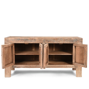 4 Door Rustic Elm Sideboard From Shanxi - 19thC