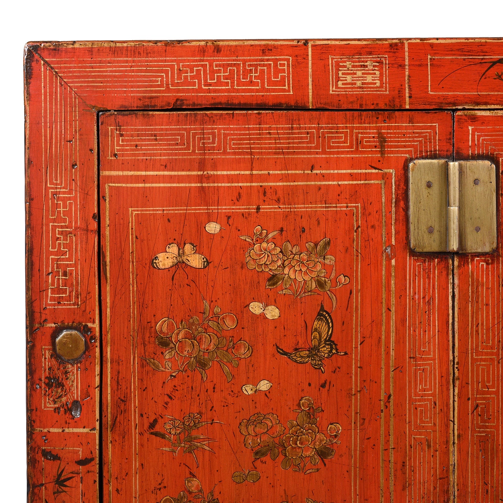 Red Lacquer Chinese Sideboard From Dongbei - Ca 1920