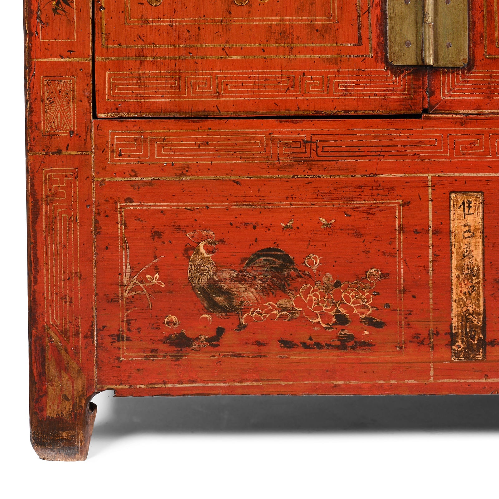 Red Lacquer Chinese Sideboard From Dongbei - Ca 1920