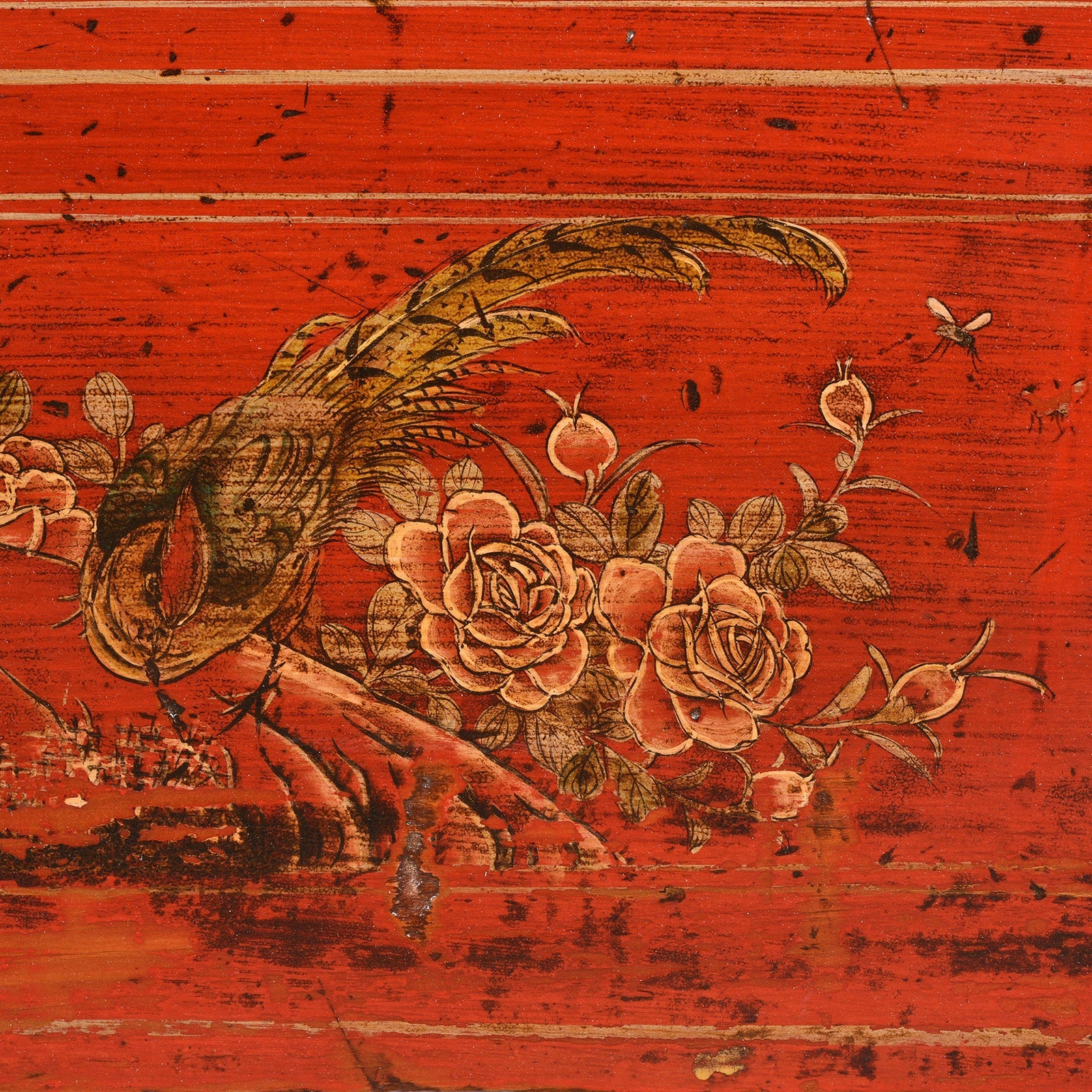 Red Lacquer Chinese Sideboard From Dongbei - Ca 1920