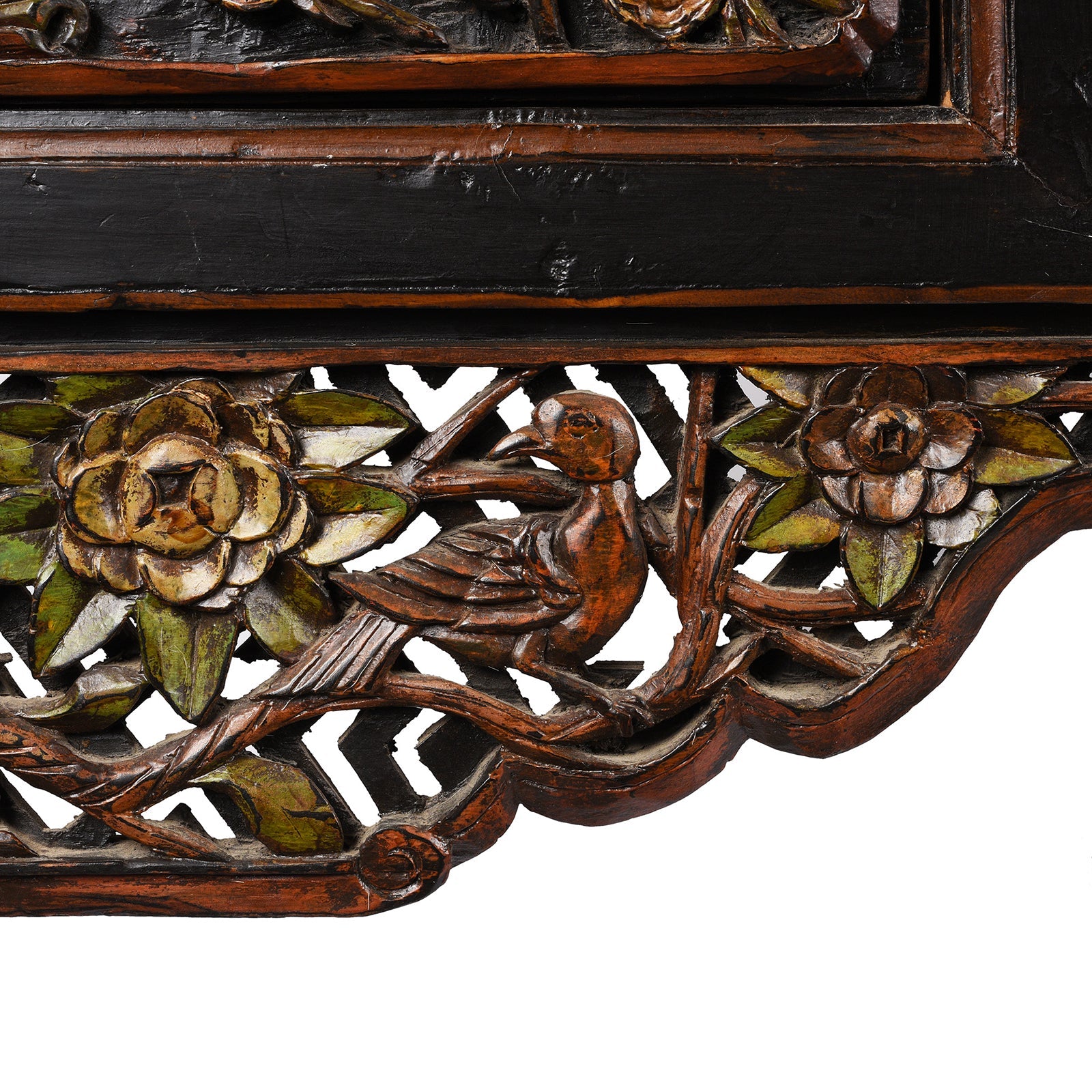 Carved Black Lacquer Elm Altar Table From Gansu -19th Century