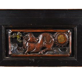 Carved Black Lacquer Elm Altar Table From Gansu -19th Century