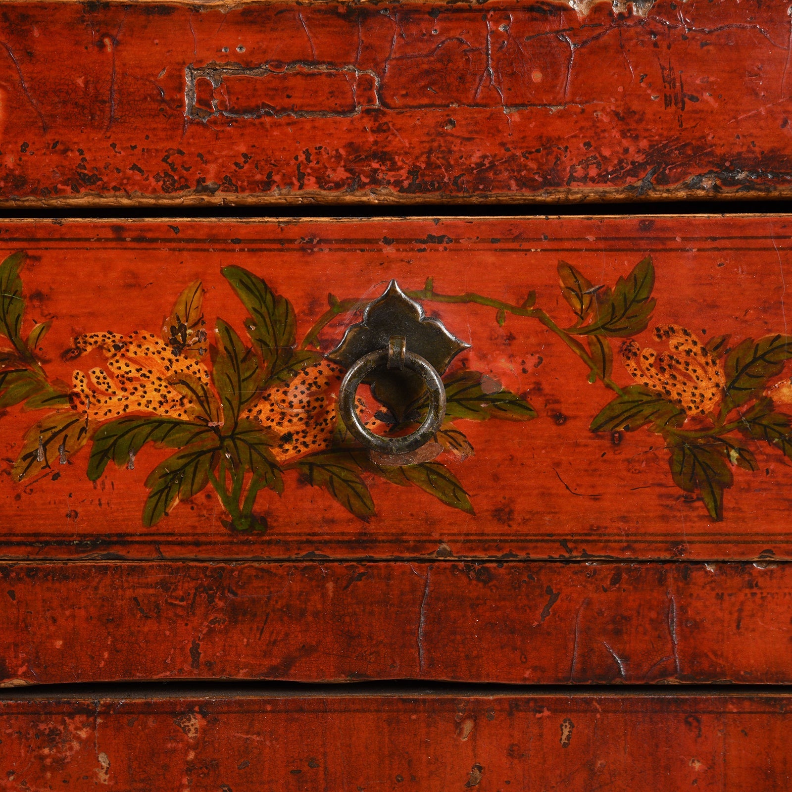 Painted Red Lacquer Qinghai Sideboard - 19th Century